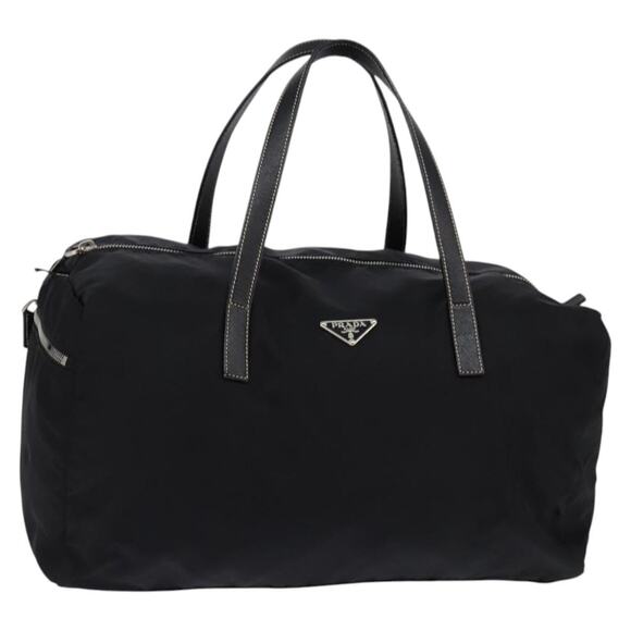 PRADA Boston Bag Nylon Black Silver - Picture 1 of 12